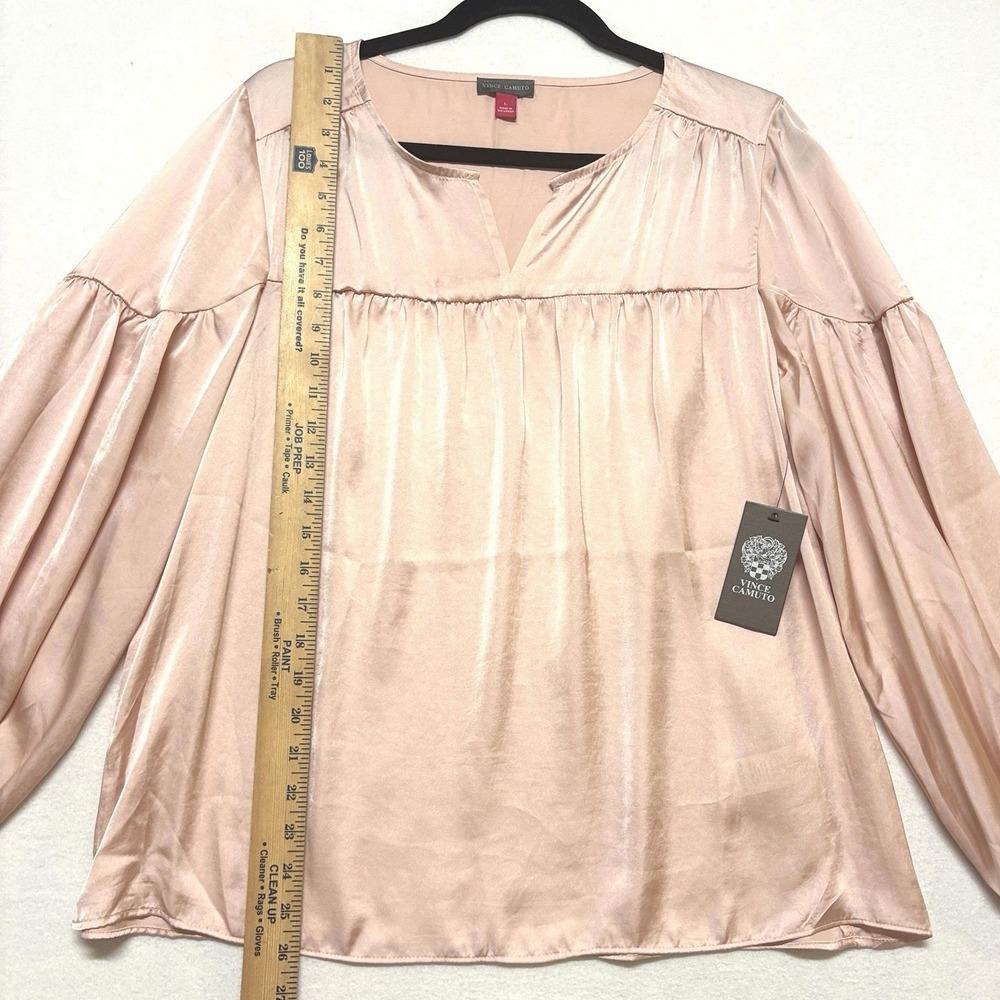 NWT Vince Camuto Pink Satin Blouse Coquette Fairy Balletcore Womens Shirt Size L - Picture 5 of 8